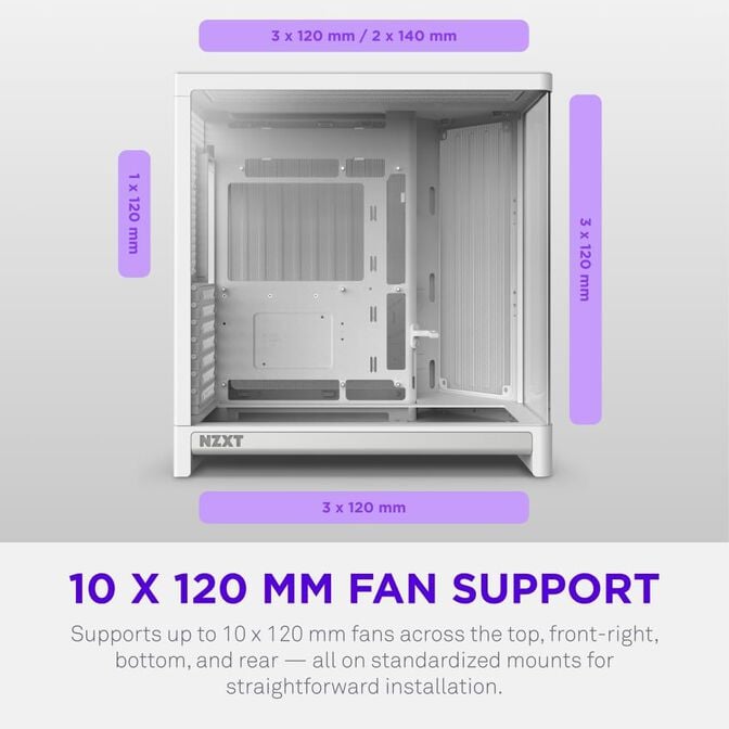 Caixa ATX NZXT H6 Branca Vidro Temperado image number 5