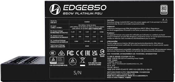 Fonte Modular Lian Li Edge 850W 80+ Platinum Preto image number 4