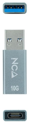 Adaptador USB-A 3.1 Nanocable USB-A/M > USB-C/F Cinza image number null