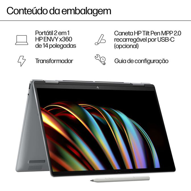 Port&aacute;til HP Envy x360 2-in-1 14-fc0009np 14" Ultra 7 155U 16GB DDR5 1TB W11 Touch Caneta Inclu&iacute;da image number 9