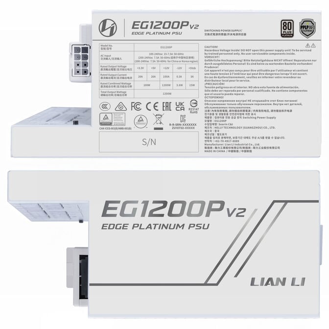 Fonte Modular Lian Li Edge Platinum V2 1200W 80+ Platinum Branco (C/Hub) image number 2