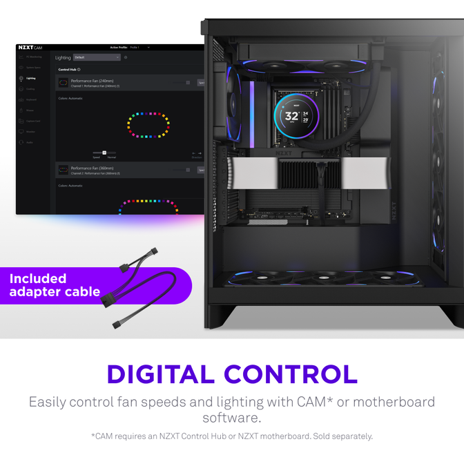 Ventoinha NZXT F240X Perfomance RGB Single-Frame Pretas - Dupla Vento&iacute;nha 120mm (240mm) image number 14