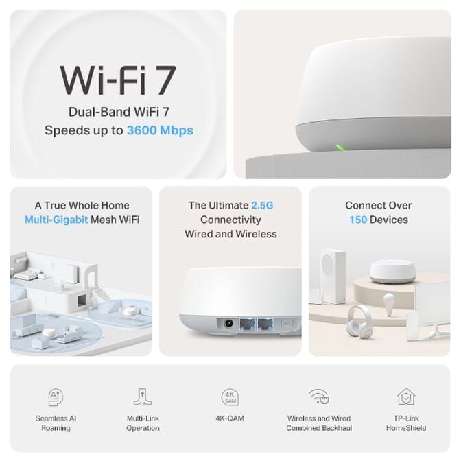 Sistema Mesh TP-Link Deco Deco BE22 Dual-Band WiFi 7 Whole Home Mesh Branco (Pack 2) image number 2