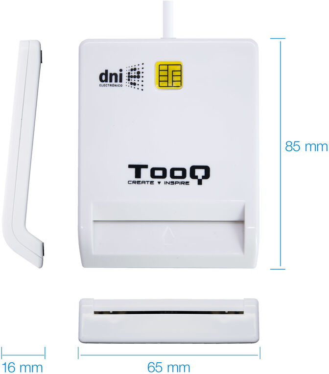 Leitor de Cart&otilde;es Tooq Cart&otilde;es de Cidad&atilde;o / DNI 4.0 USB 2.0 Branco image number 1
