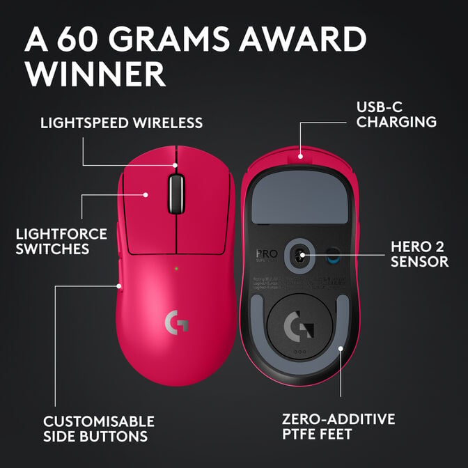 Rato Logitech G PRO X Superlight 2 44000DPI Lightspeed Wireless Rosa image number 5