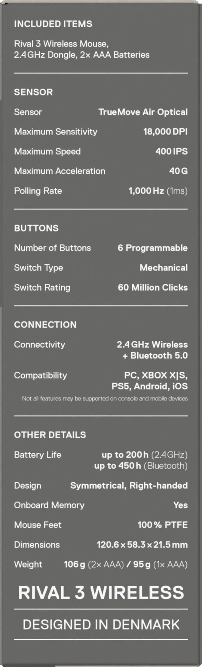 Rato Steelseries Rival 3 Wireless/Bluetooth Gen2 Lavanda image number 9