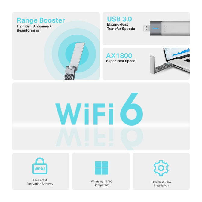 Adaptador de Rede USB TP-LINK Archer TX20UH Wireless AX1800 image number 4