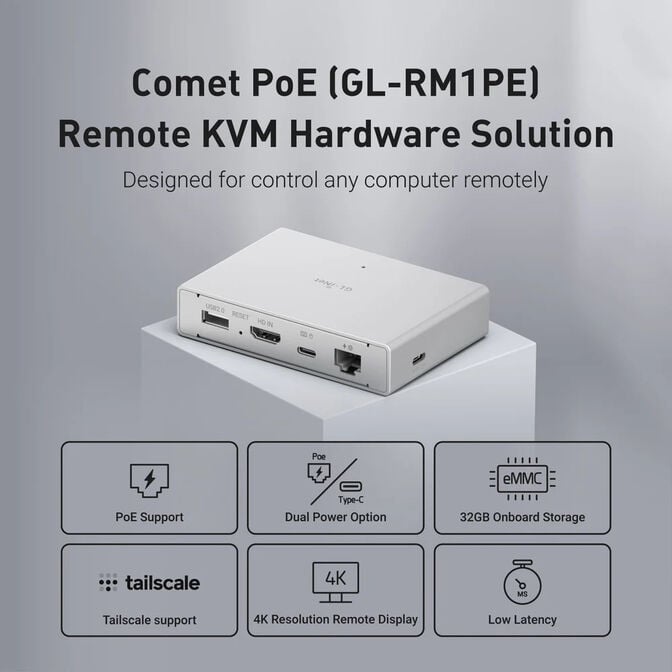 KVM Acesso Remoto GL.iNet GL-RM1PE Comet PoE Ethernet image number 2