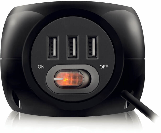 Cubo Ewent 3 Tomadas + 3 Portas USB 2.4A c/ Cabo 1.5 M Preto image number 0