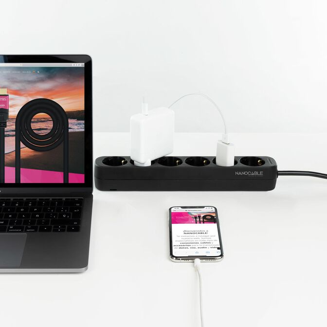 R&eacute;gua Nanocable 6 Tomadas 1.4 M Preto image number 3