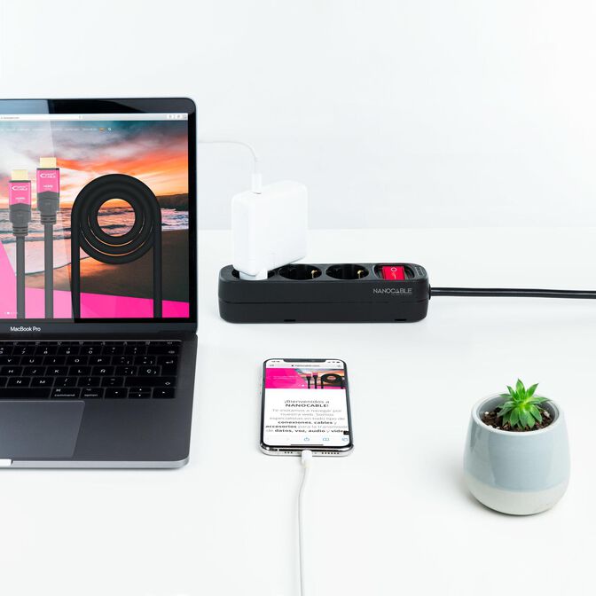 R&eacute;gua Nanocable 3 Tomadas c/ switch 1.4 M Preto image number 3