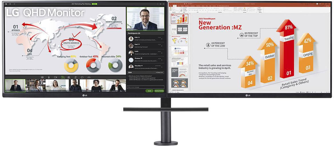 Monitor LG ERGO Dual 27" 27QP88DP IPS QHD 75Hz USB-C c/ DP Daisy Chain