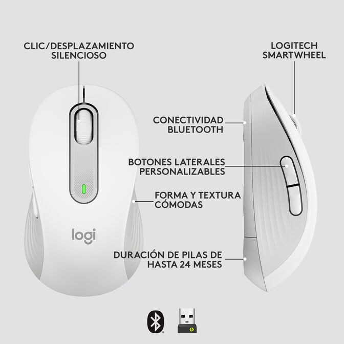Rato Logitech Signature M650 L for Business 4000DPI Wireless/Bluetooth Branco image number 10