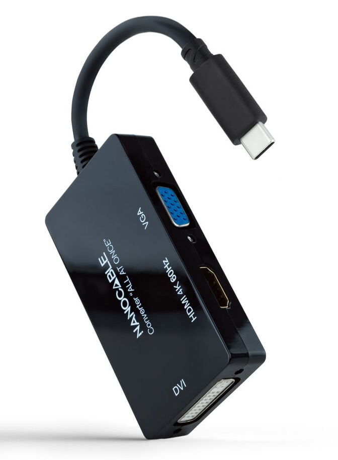 Adaptador Nanocable USB-C > HDMI / DVI / VGA 20 CM Preto image number 1