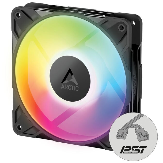 Ventoinha Arctic P12 PRO PWM PST Low Noise ARGB 120mm - Preto image number 2