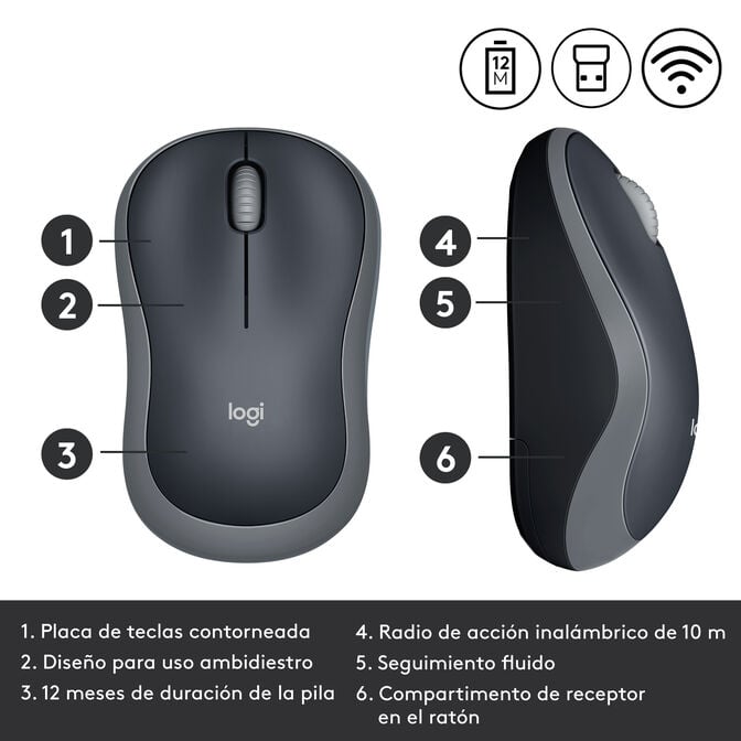 Rato Logitech M185 Wireless Cinzento image number 4