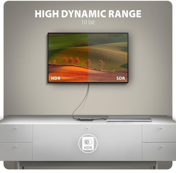 Cabo AXAGON RVC-HI8KPD -> HDMI 2.1 adapter 8K/60Hz  4K/144Hz Aluminum, 1,8m image number 4