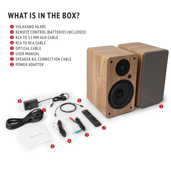 Colunas Hi-Fi Vulkkano A6 ARC 80W Bluetooth HDMI ARC Castanhas image number 4