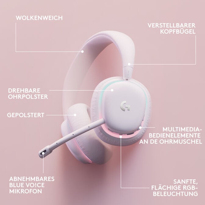 Headset Logitech G735 RGB Lightspeed Wireless Branco image number 14
