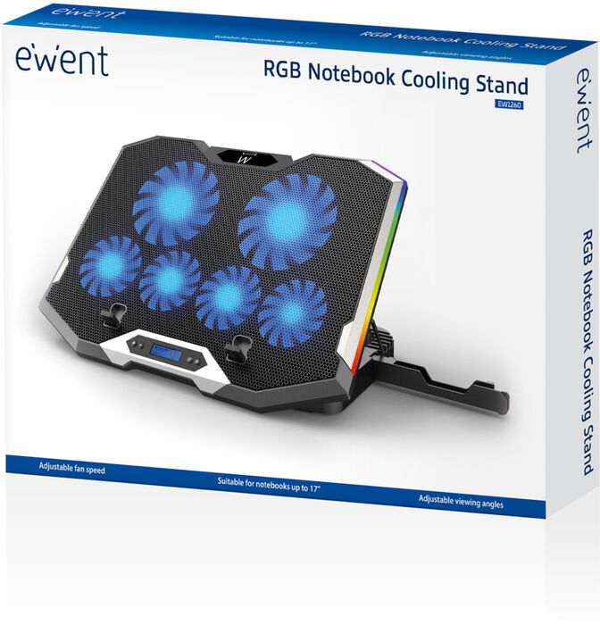 Cooler de Port&aacute;til Ewent com 6 Ventoinhas at&eacute; 15.6" 6 Vel. RGB image number 3