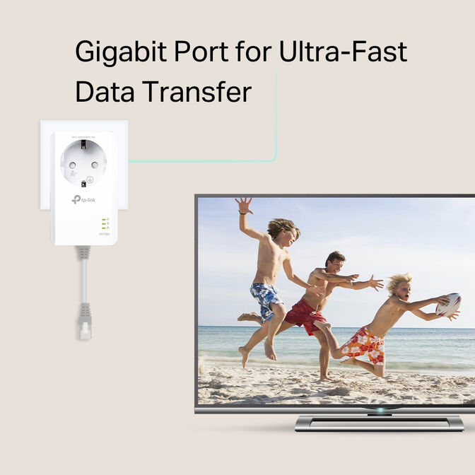 Powerline TP-Link TL-PA7017P KIT AV1000 Homeplug AV2 Gigabit Passthrough image number 3
