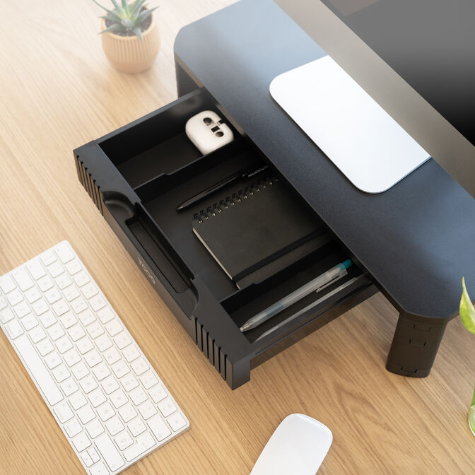 Suporte Elevat&oacute;rio Ajust&aacute;vel Tooq para Monitores com Gaveta Preto image number 5