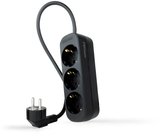 R&eacute;gua Nanocable 3 Tomadas 1.4 M Preto image number 0