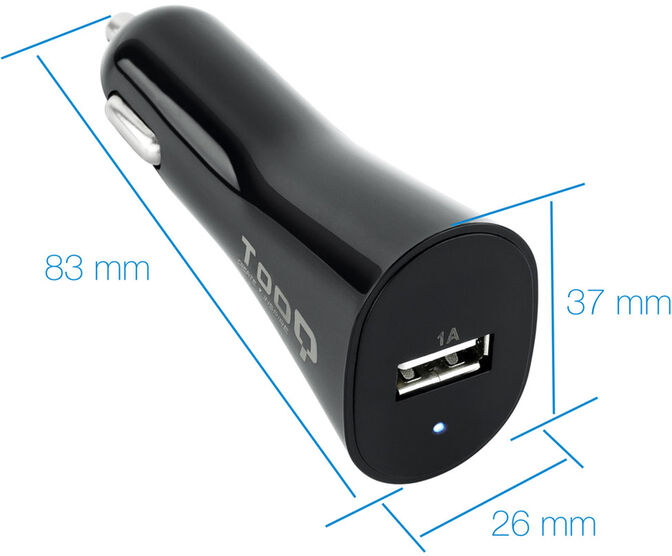 Carregador de Isqueiro Tooq 5V/1A Preto image number 2