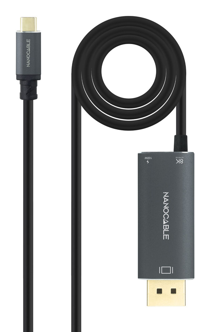 Cabo Conversor Nanocable USB-C/M > DisplayPort/M 8K 1.8 M Preto image number 0