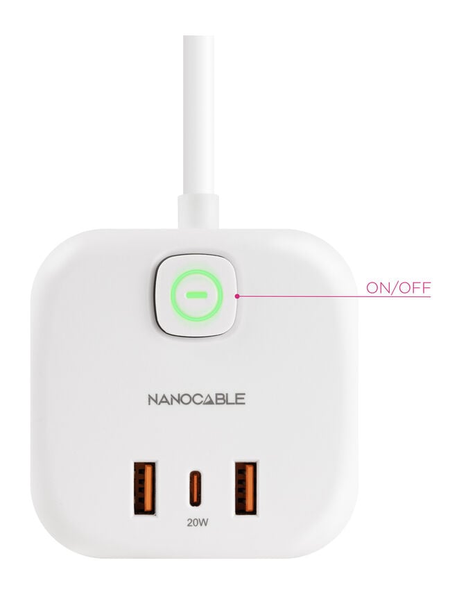 Cubo Nanocable com 3 Tomadas 3 USB com interruptor Branco image number 2