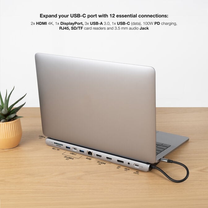 Hub Conversor USB-C 3.1 para 3xUSB-A+USB-C+PD+2xHDMI+DP+RJ45+SD+AUDIO image number 3