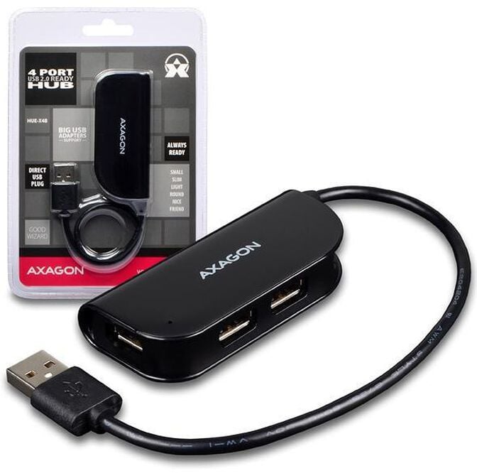 HUB USB AXAGON HUE-X4B 4x USB2.0 READY Preto image number 4