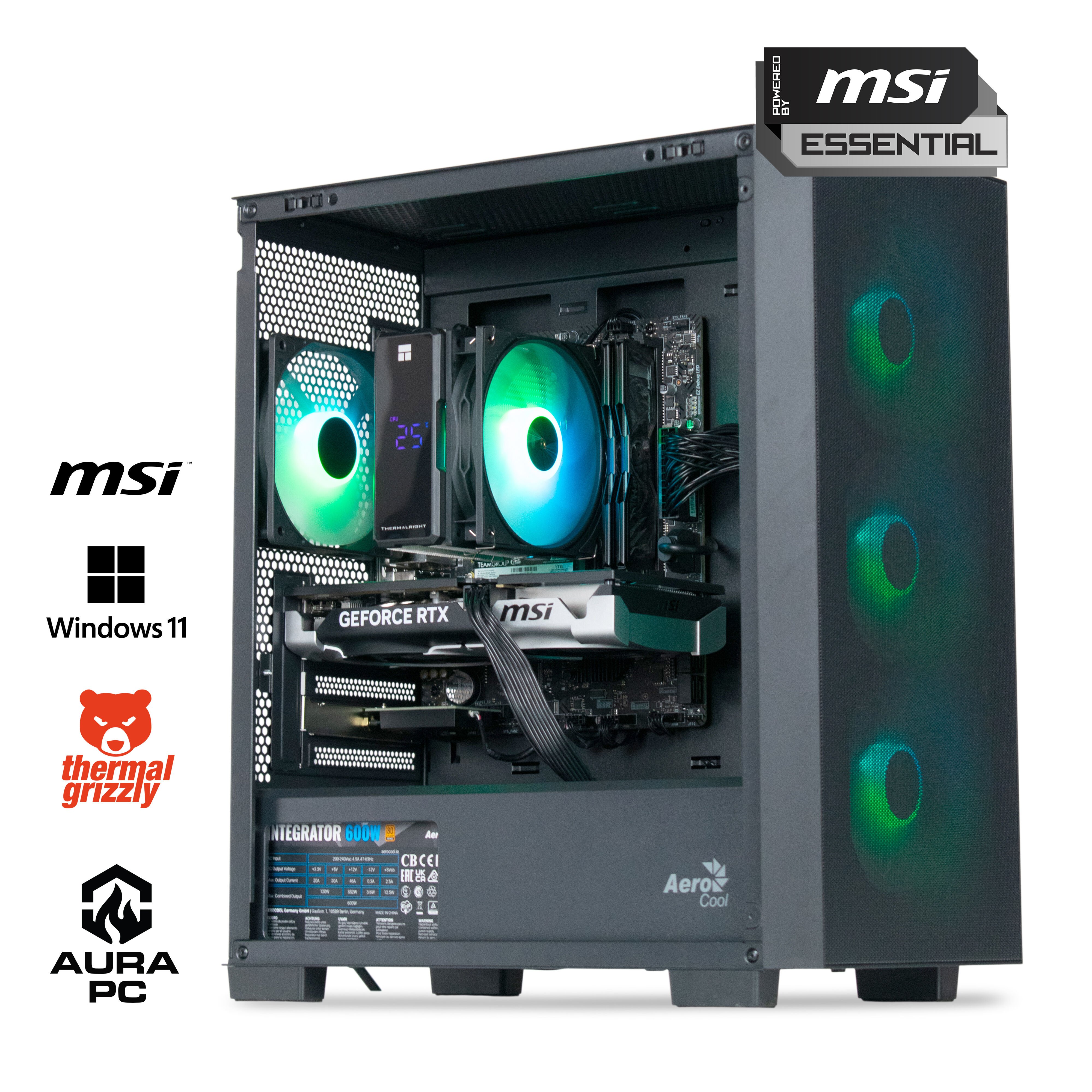 Computador AURA Gamer-PC Intel i5 14400F 32GB DDR4 1TB RTX 5060 Ti WiFi W11