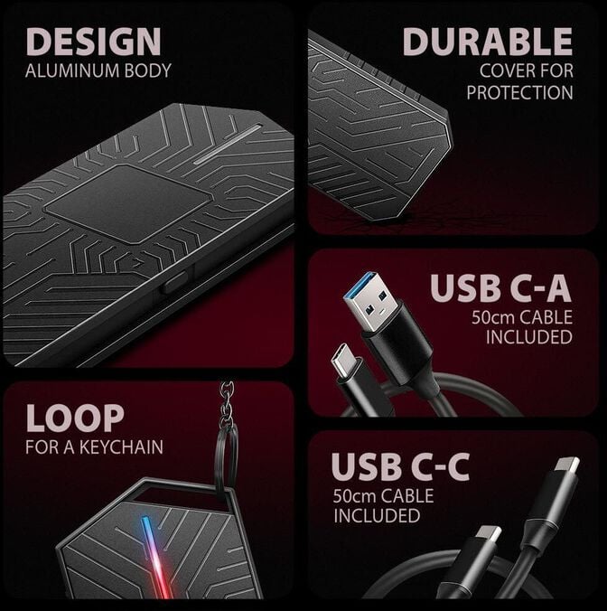 Caixa SSD AXAGON EEM2-GAM USB-C 3.2 Gen 2 10Gbps - M.2 NVMe/SATA SSD GAME 30-80mm ALU box image number 14