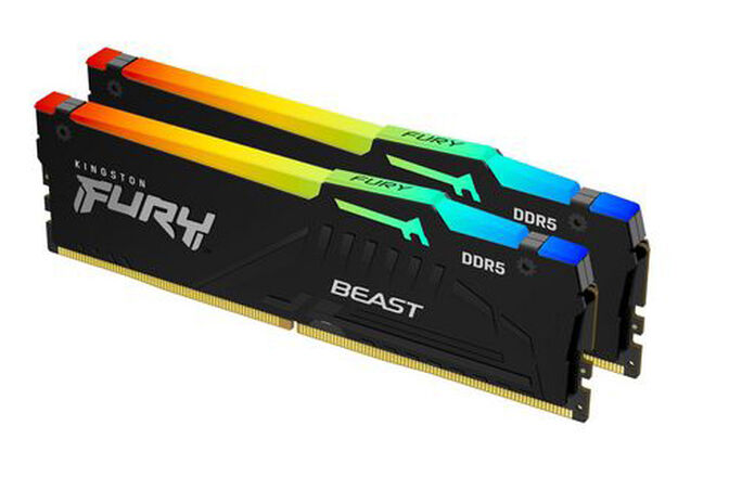 Kingston Kit 64GB (2 x 32GB) DDR5 5200MHz FURY Beast RGB Preto 2R CL40 image number 1