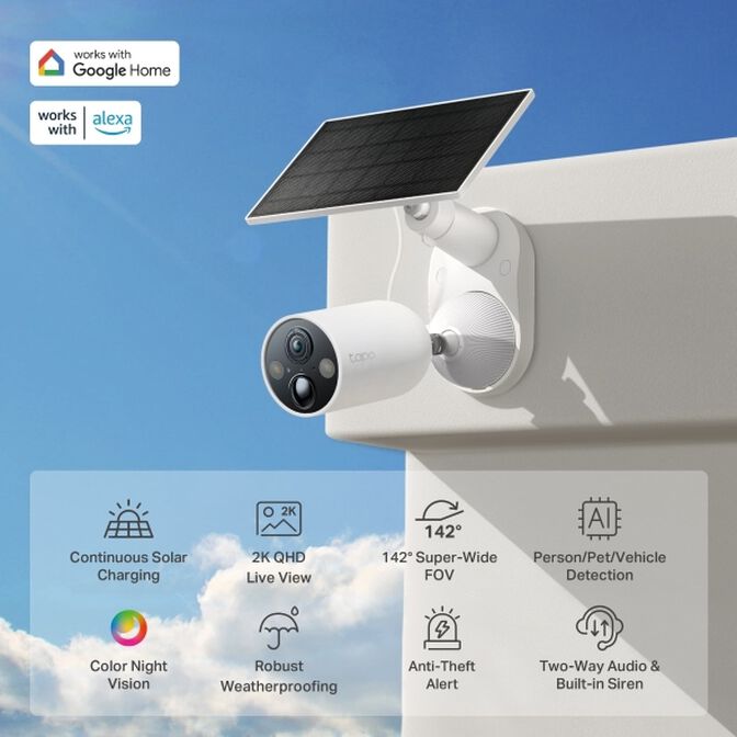 C&acirc;mara TP-Link Tapo TC85 KIT Solar-Powered Security Camera Kit, 1 &times; Tapo TC85, 1 &times; Tapo A201 image number 1