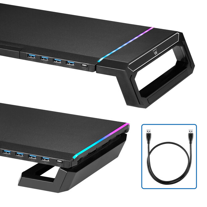 Base para Monitor Ewent Foldable RGB c/ Hub USB 3.0 Preto image number 1