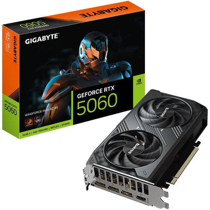 Gr&aacute;fica Gigabyte GeForce RTX 5060 WindForce Max 8GB GDDR7 DLSS4 image number 0