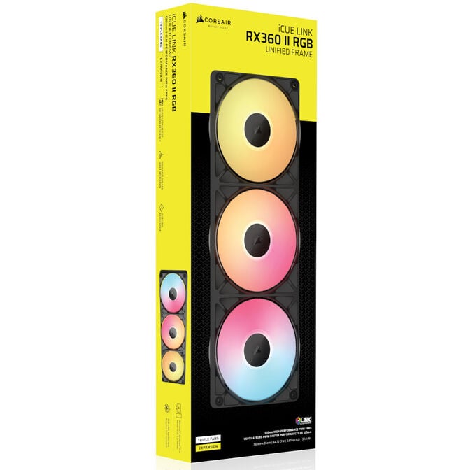 Ventoinha Corsair iCUE Link RX360 II Unified Frame Pretas RGB PWM Tripla Vento&iacute;nha 120mm (360mm) image number 3