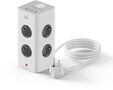 Bloco Tomada Ewent EW3864 Power Tower 8 Tomadas Schuko 16A + 2 USB-A + 2 USB-C 2m Branca/Cinza image number null
