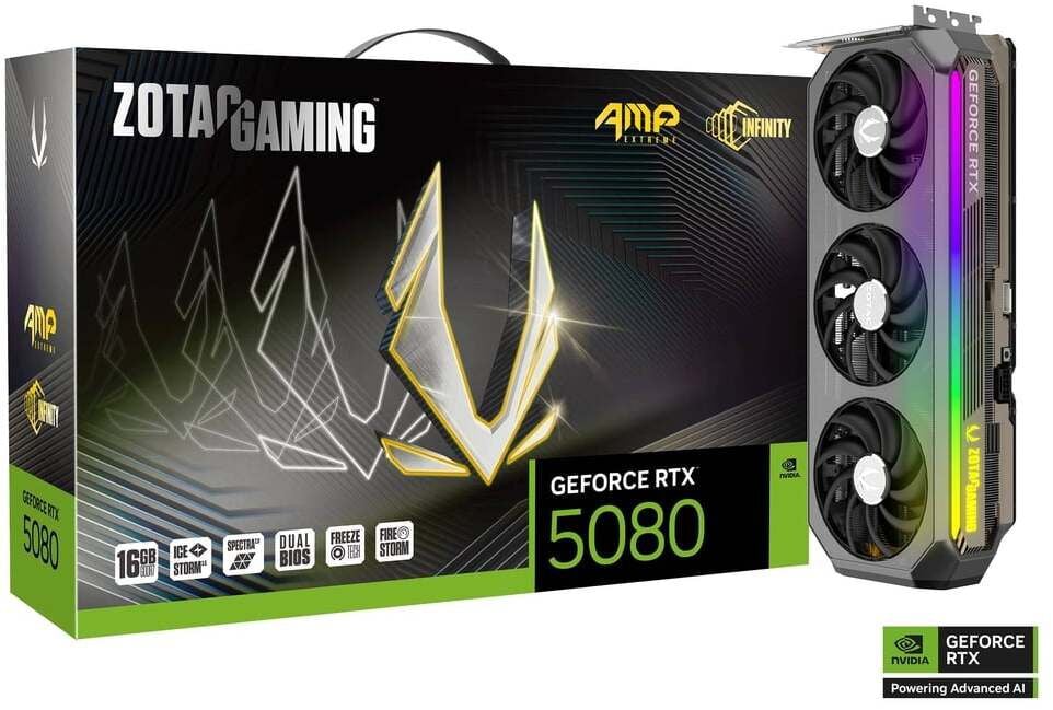 Gr&aacute;fica ZOTAC GeForce&reg; RTX 5080 AMP Extreme Infinity 16GB GDDR7 DLSS4