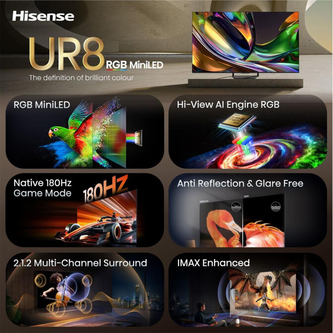 Televis&atilde;o Hisense 75UR8S 75" RGB Mini LED UltraHD 4K VIDAA image number 3
