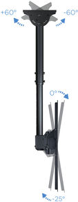 Suporte de Tecto Tooq Tilt Girat&oacute;rio e Extens&iacute;vel 32" a 55" Max. 50kg Preto image number null