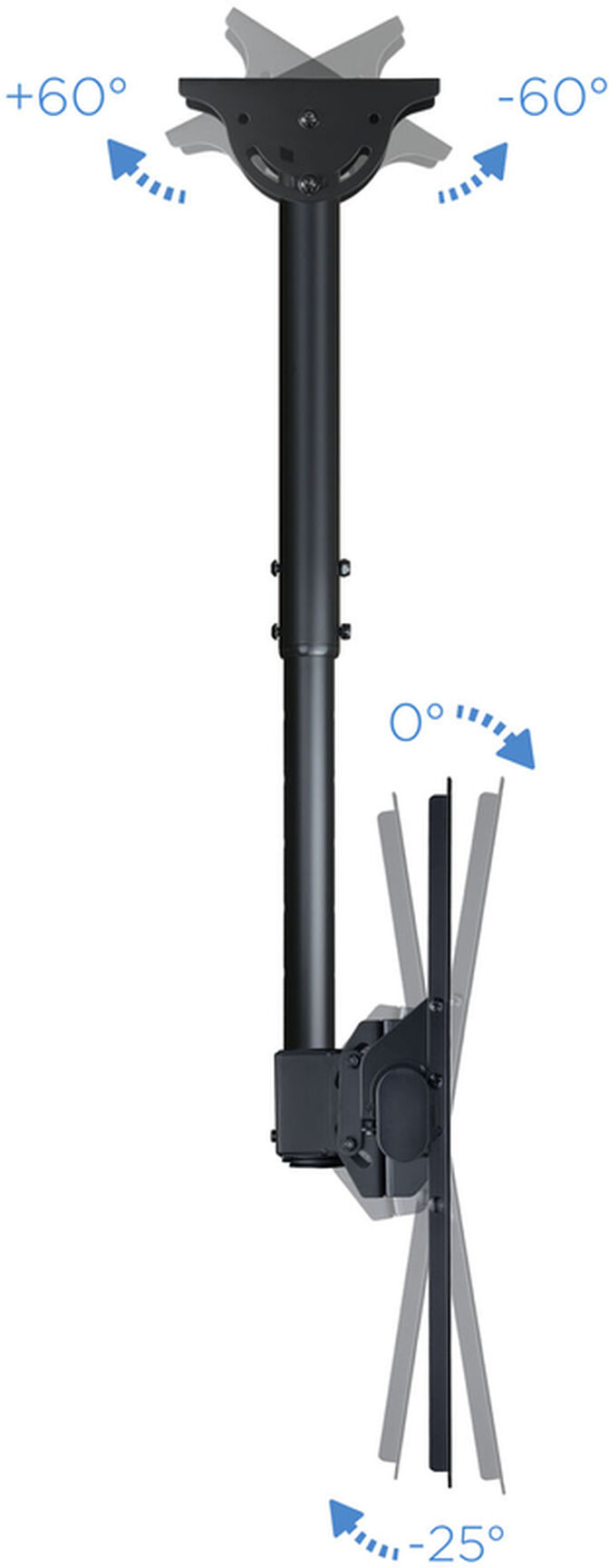 Suporte de Tecto Tooq Tilt Girat&oacute;rio e Extens&iacute;vel 32" a 55" Max. 50kg Preto image number 4