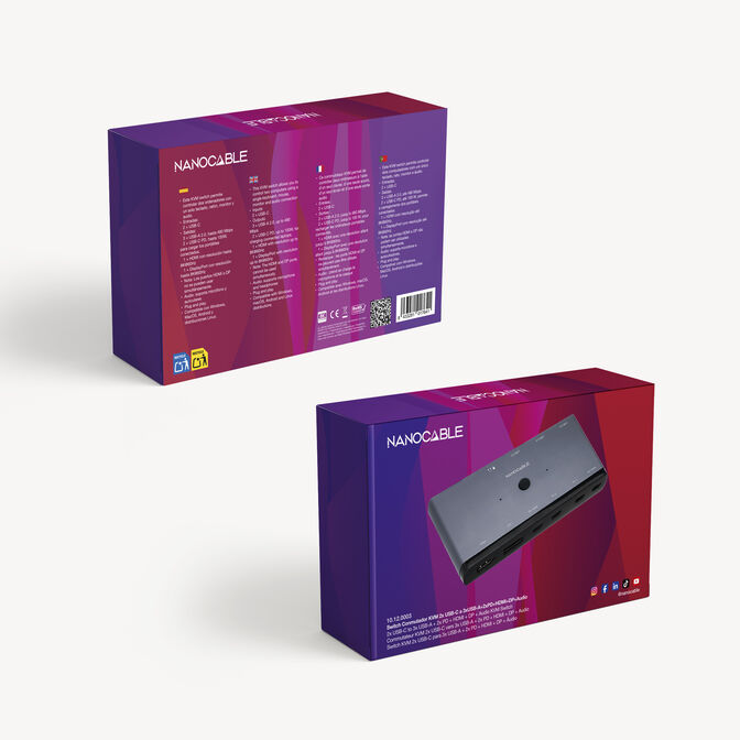 Switch Comutador KVM Nanocable 2xUSB-C para 3 &times; USB-A + 2 &times; USB-C Power Delivery (PD) + HDMI + DisplayPort + &aacute;udio image number 5