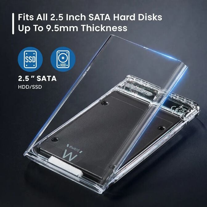 Caixa Externa 2.5" Ewent EW7064 USB 3.2 Gen1 (USB 3.0) HDD/SSD Transparente Screwless image number 1