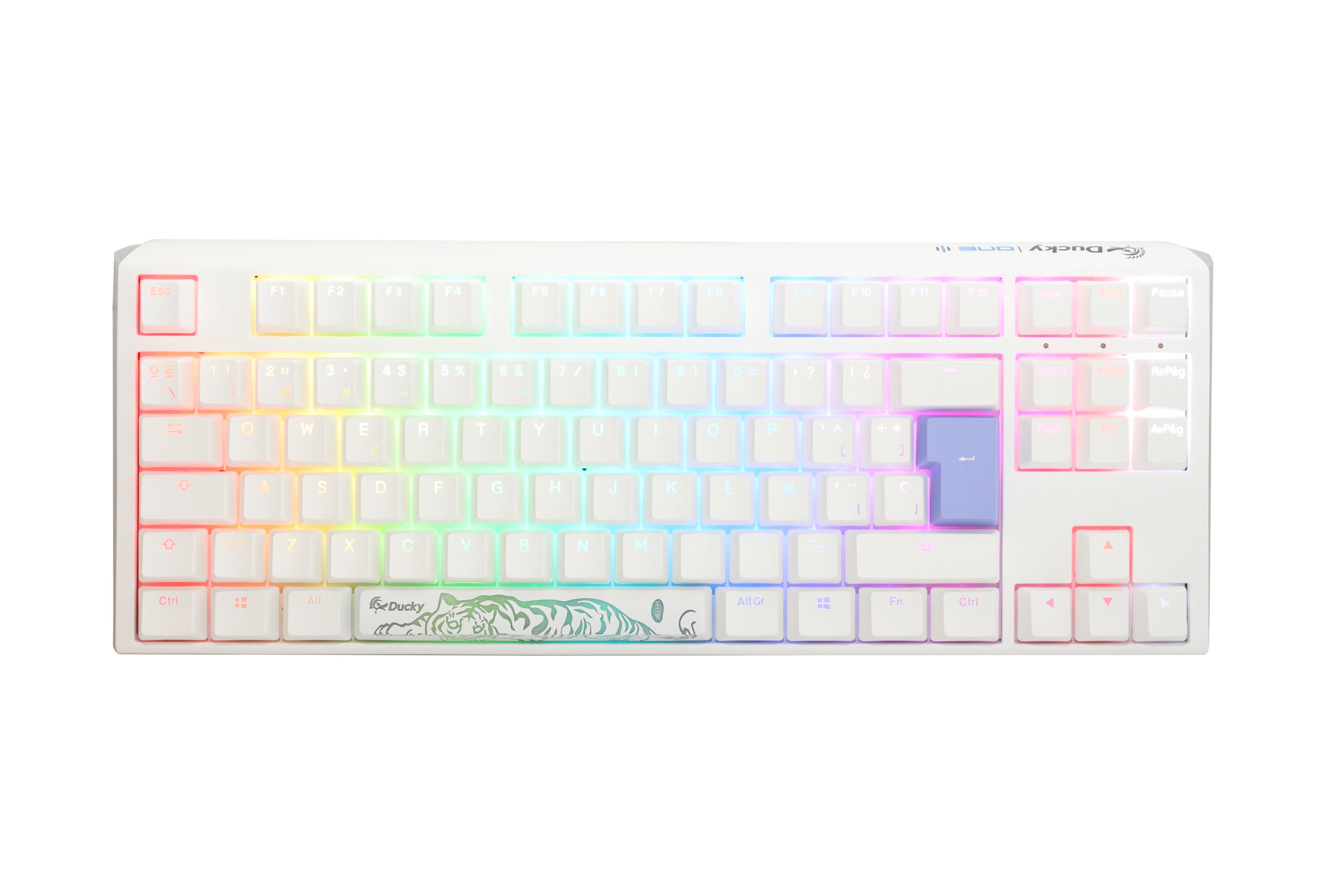 Teclado Mec&aacute;nico Ducky ONE 3 Classic TKL Pure White RGB MX-Blue (ES)