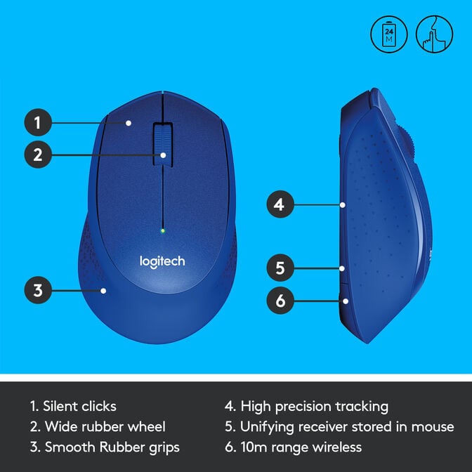 Rato Logitech M330 Silent Plus 1000DPI Wireless Azul image number 7