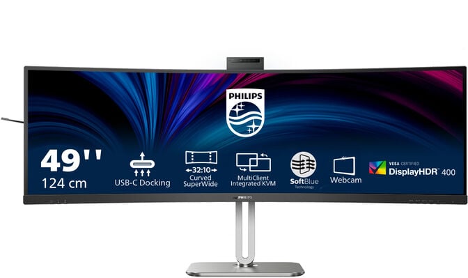 Monitor Curvo Philips S&eacute;rie 6000 49" 49B2U6900CH VA Dual-QHD 75Hz (PD100W) KVM C/Webcam image number 8