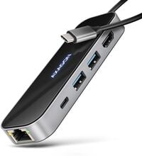 Multiport-Hub AXAGON HMC-6GLN 2x USB-A 5Gbps, 1x USB-C 5Gbps, 4K/60Hz HDMI, RJ-45, USB 3.2 Gen 1 hub, PD 100W, 20cm USB-C cable